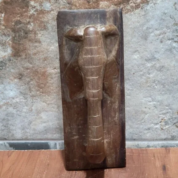 Hand Carved African Wood Door Pull Elephant Handle